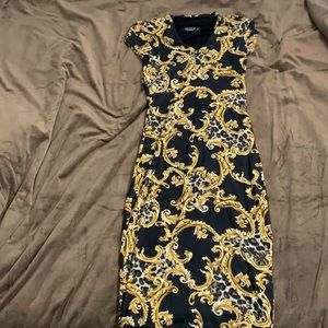 Leopard print and gold dress